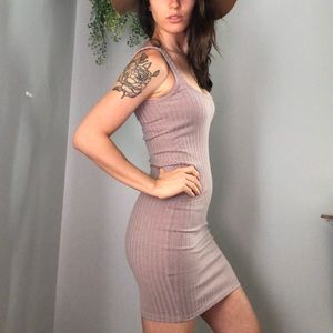 Forever 21 ribbed mauve bodycon dress midi Small
